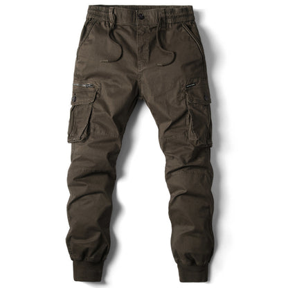 Solid Color Skinny Multi-pocket Men's Work Pants