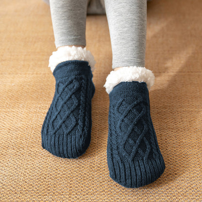Winter Knitted Plush Socks, Non-slip, Women’s