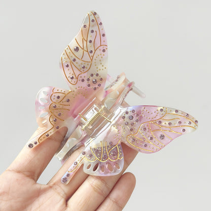 Light Luxury Glass Butterfly Hair Claw