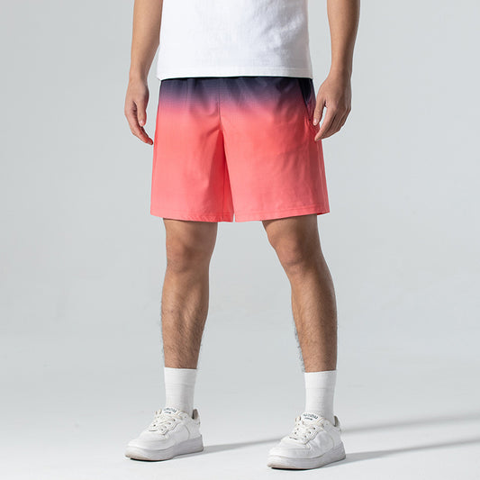 Men's Summer Ice Silk Gradient Sports Beach Shorts