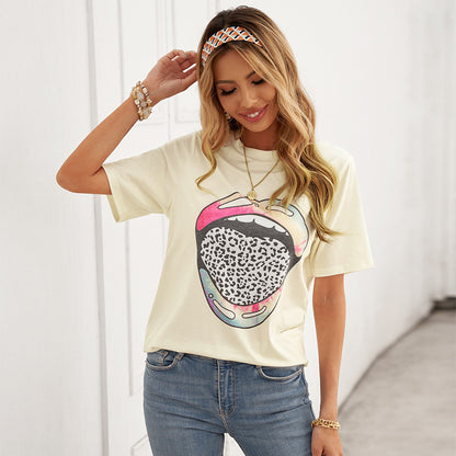 Shiying Tie-Dyed Loose Letter Print Tee