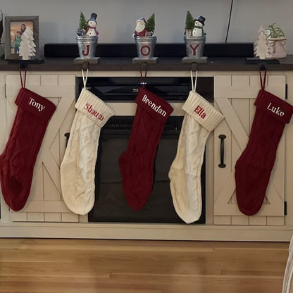 Embroidered Knitted Christmas Socks