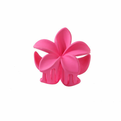 Feather & Red Plastic Flowers Barrettes