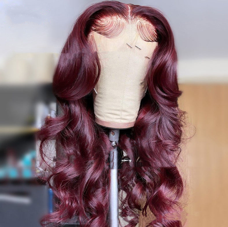 Wine Red Curly Lace Front Wig