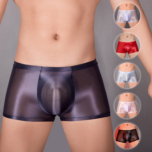 Oil Glossy U Convex Transparent Men's Stretch Shorts
