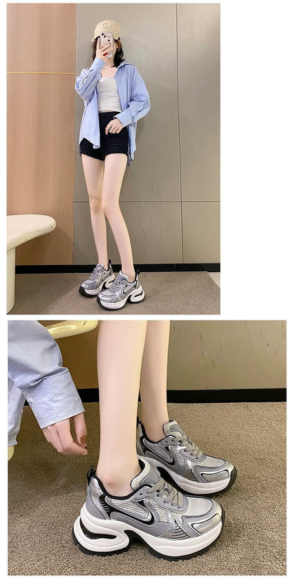 Thick Bottom Leather Clunky Sneakers