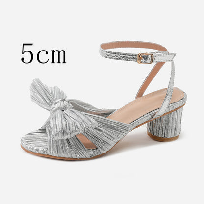 Fashion Sandals Thick Heel Bowknot