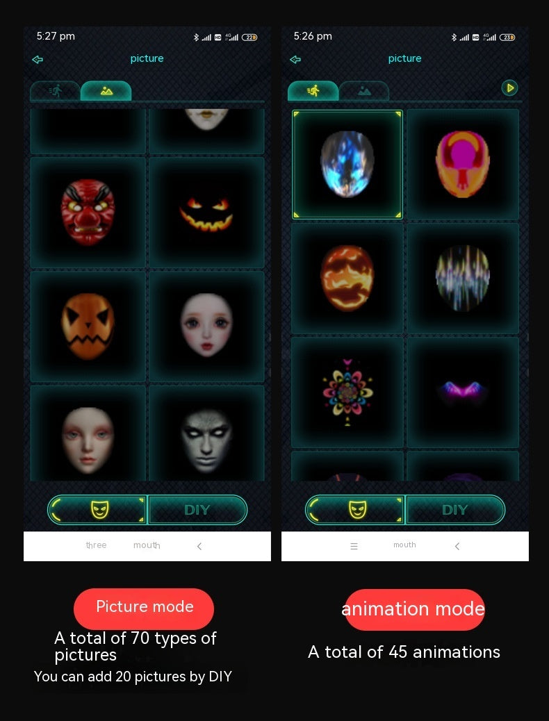 LED Halloween Face Changing Mask