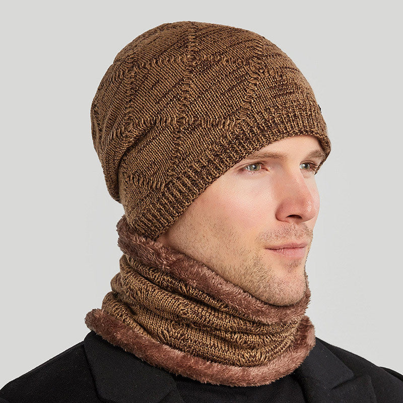 Biking Men's Two-piece Woolen Hat with Ear Protection