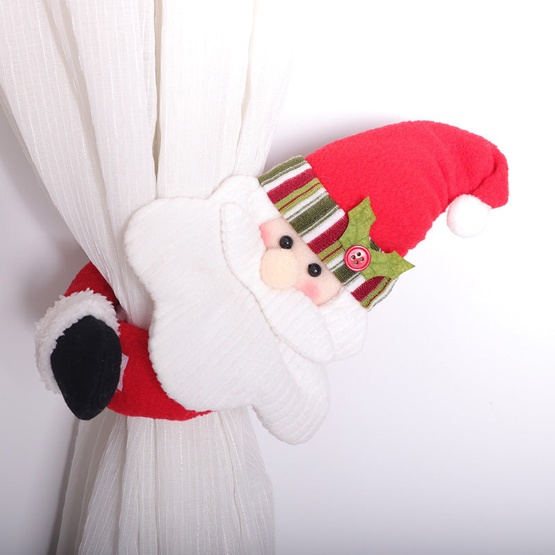 Christmas Snowman Curtain Buckle Velcro Decor