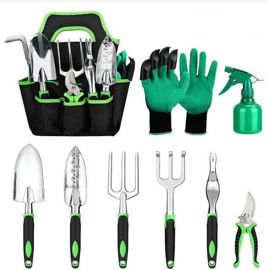 9-Piece Aluminum Gardening Tool Set with Silicone Handles