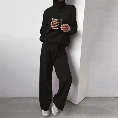Casual Women Turtleneck Sweater Drawstring Pants