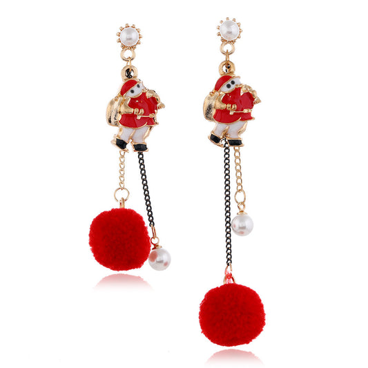 European American Christmas Snowflake Earrings