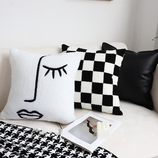 Black and White Checkerboard Pillow