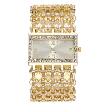 Women's Square Rhinestone Steel Band Watch