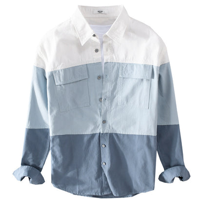 Cotton Long Sleeve Stitching Casual Men's Shirt