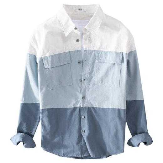 Cotton Long Sleeve Stitching Casual Men's Shirt