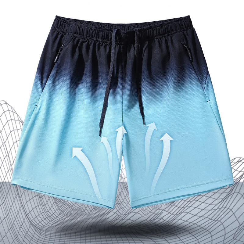 Men's Summer Ice Silk Gradient Sports Beach Shorts