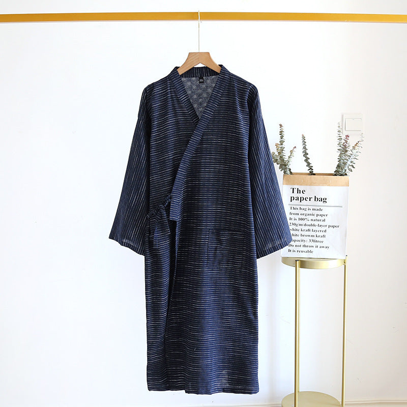 Summer Jacquard Cotton Kimono Thin Bathrobe