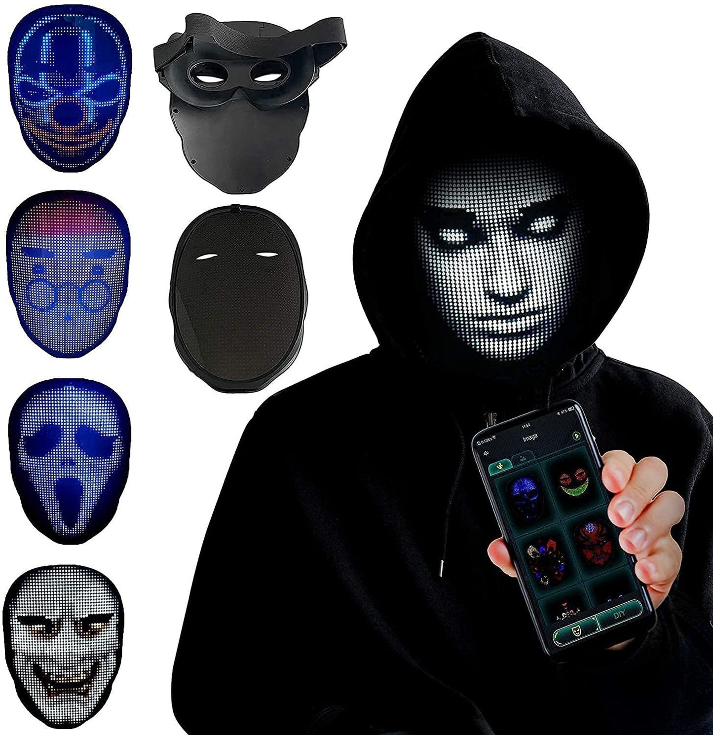 LED Halloween Face Changing Mask