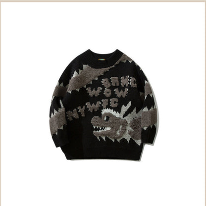 Cartoon Xiaolong Loose Round Neck Sweater Sweater