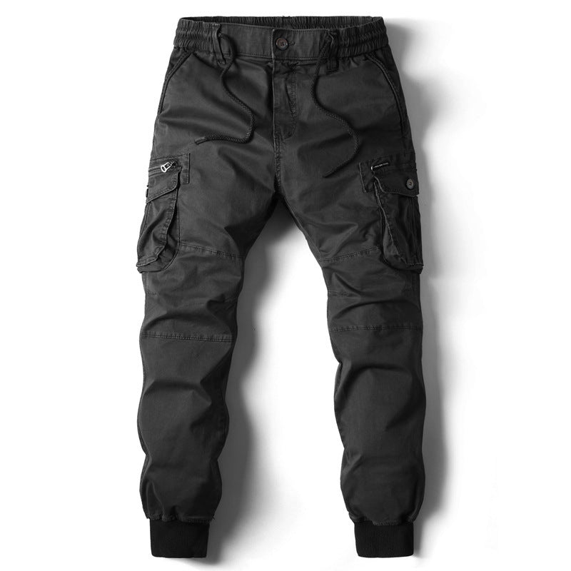 Solid Color Skinny Multi-pocket Men's Work Pants