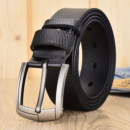 Men's Vintage Cowhide Mesh Pin Buckle Casual Belt