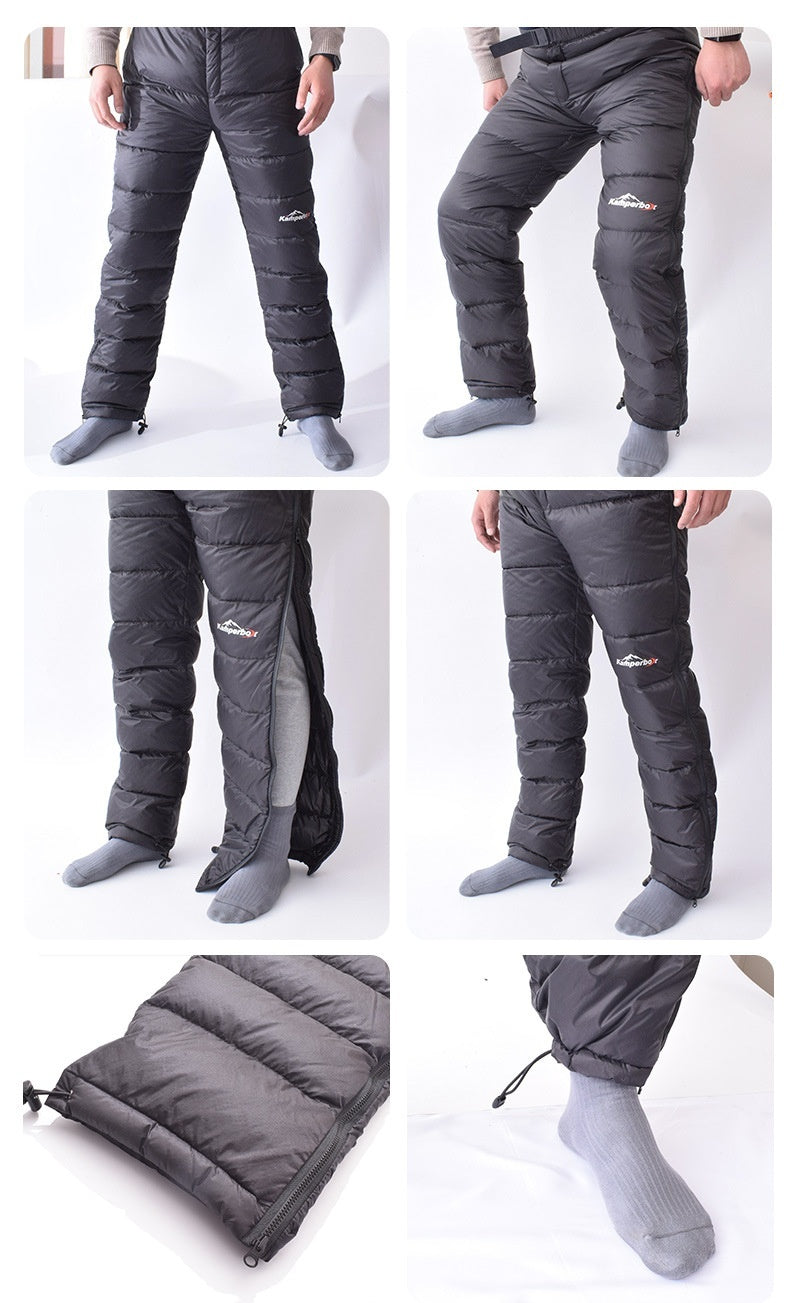 Men's Black Winter Hiking Down Trousers