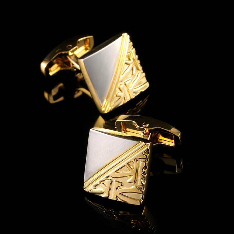 Two-tone Square Pattern Copper Cufflinks