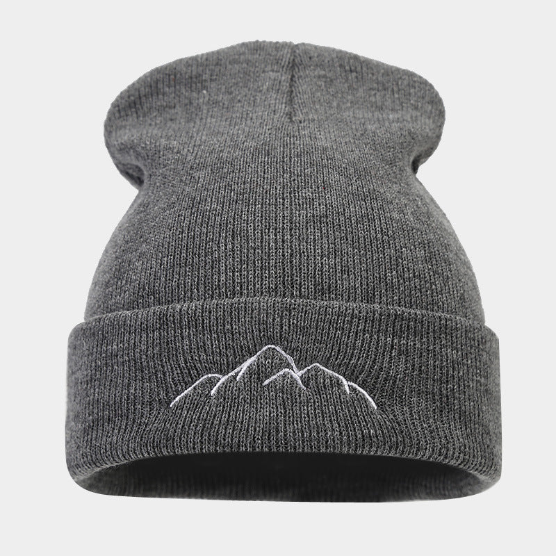 Peak Embroidery Beanie Hat Warm Trendy