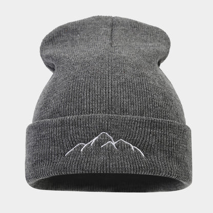 Peak Embroidery Beanie Hat Warm Trendy