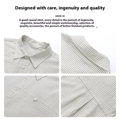 Simple Striped Patchwork Short Sleeve Long Sleeve Shirt