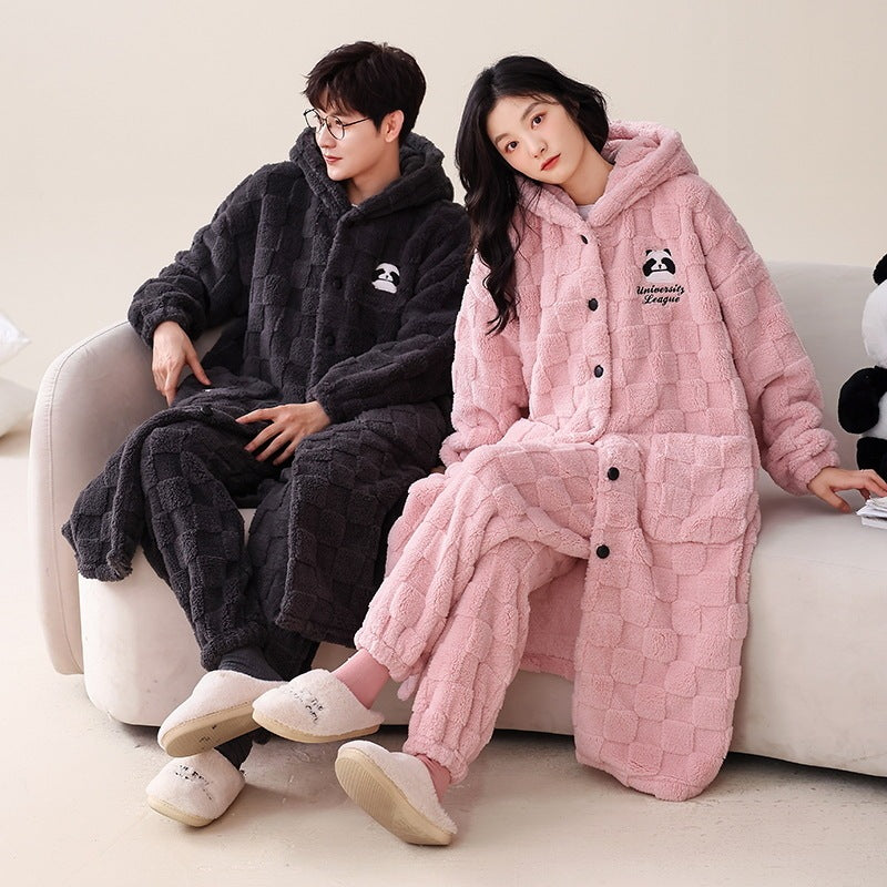 Women's Flannel Bathrobe Plus Size Coral Fleece