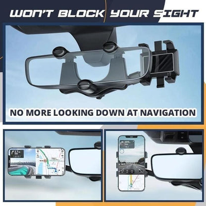Rotatable Rearview Mirror Phone Holder for Car