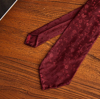 Three-fold Roll Wool Lining Handmade Silk Jacquard Tie