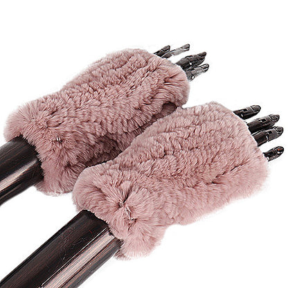 Rex Rabbit Fur Half Finger Gloves