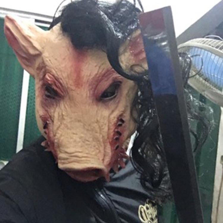 Chainsaw Pig Mask with Hair
