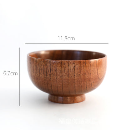Japanese Style Wooden Rice and Soup Bowl