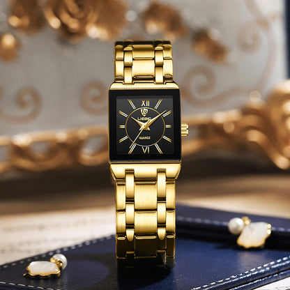 Business Style Steel Strap Couple Watch Square