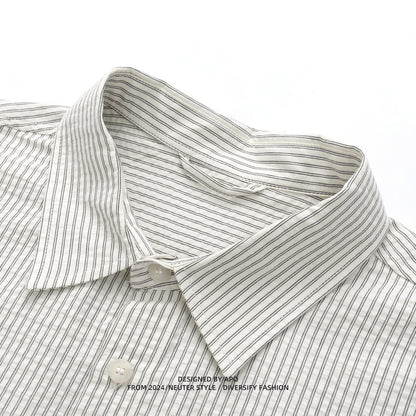 Simple Striped Patchwork Short Sleeve Long Sleeve Shirt
