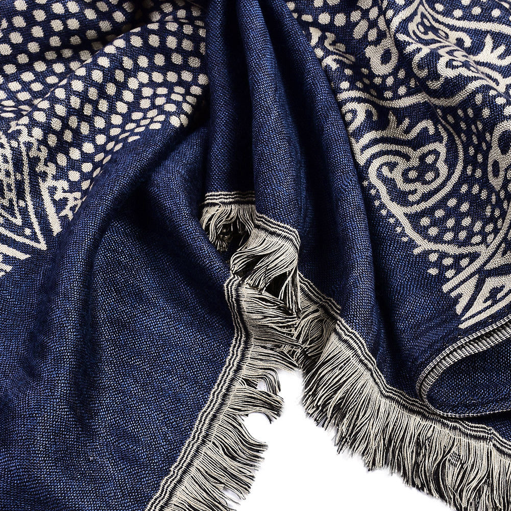Cotton Linen Yarn-dyed Ethnic Style Scarf