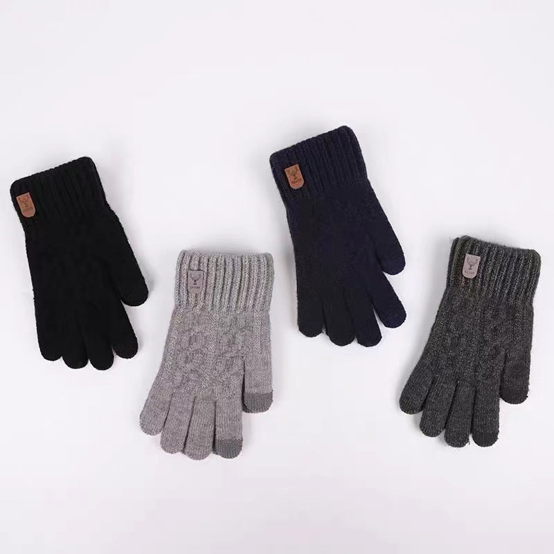 Cold-proof Woolen Knitted Driving Gloves for Men