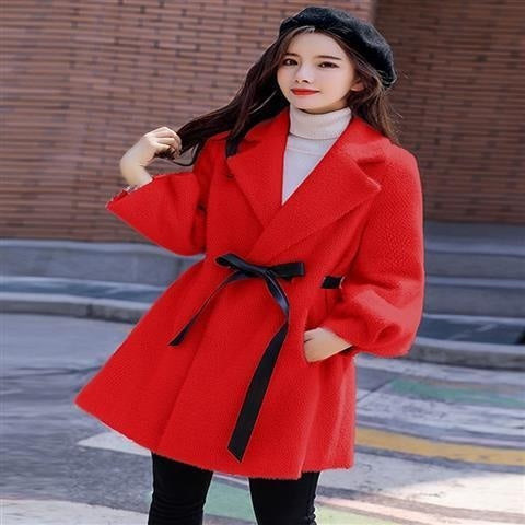 Korean Style Loose Thick Temperament Small Size Woolen Coat