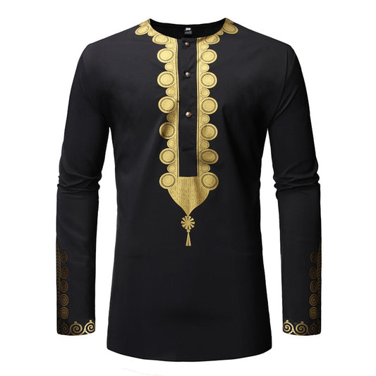 Men's Casual Long Sleeve Bronzing Polyester Shirt