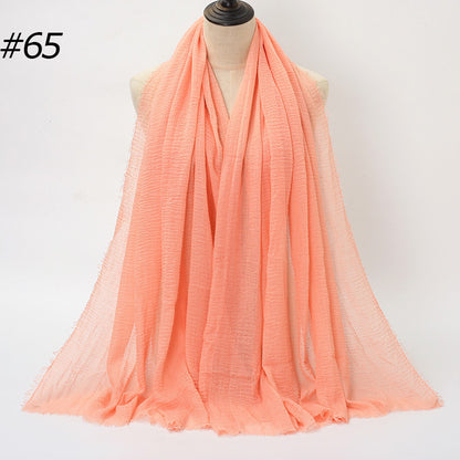 Pure Color Pleated Cotton Scarf Cotton And Linen Scarf