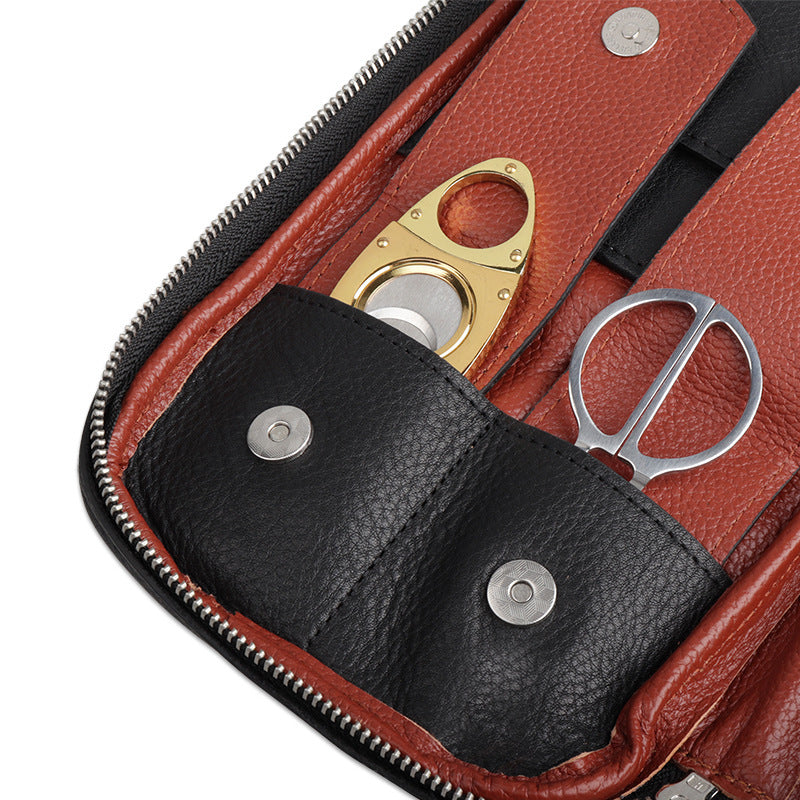 Portable Leather Cigar Travel Case