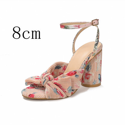 Fashion Sandals Thick Heel Bowknot