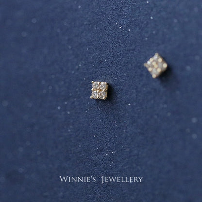 Gold-Plated Sterling Silver Carbink Square Stud Earrings