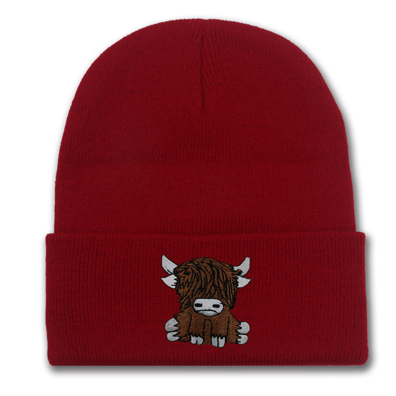 Cartoon Long Hair Yak Knitted Hat Winter Warm Wool