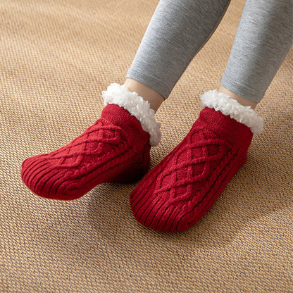 Winter Knitted Plush Socks, Non-slip, Women’s